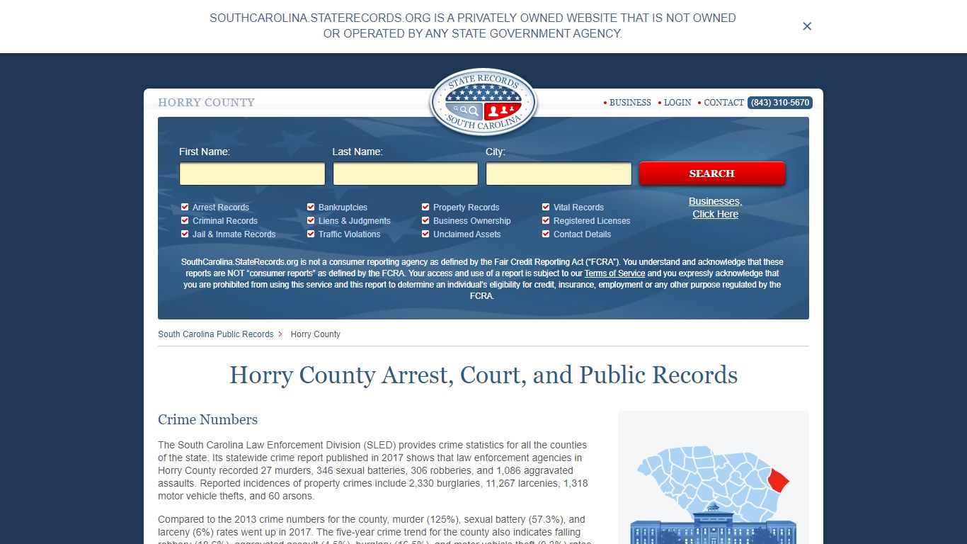 Horry County Arrest, Court, and Public Records
