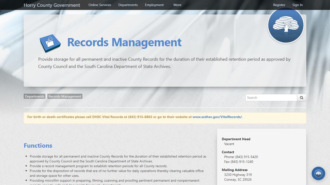 Records Management - Horry County Government